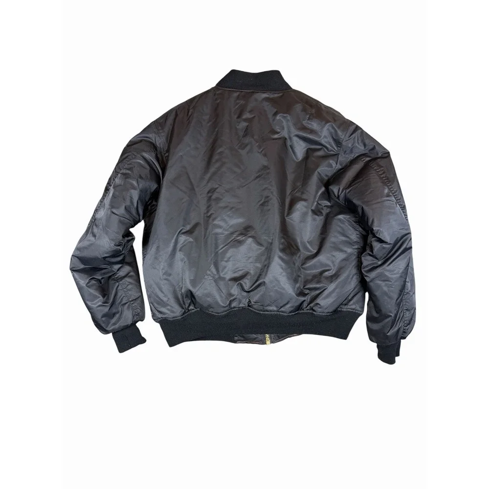 Rothco MA-1 Flight Bomber Jacket Mens L Black USAF California Patch Reversible